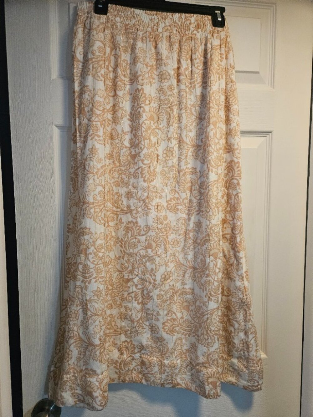Loft White and Beige Skirt with Gold Accents